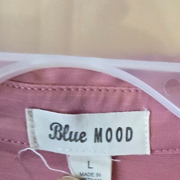 Blue Mood Womens Long Sleeve Button-Up Blouse Pink Large cottagecore - Picture 4 of 7